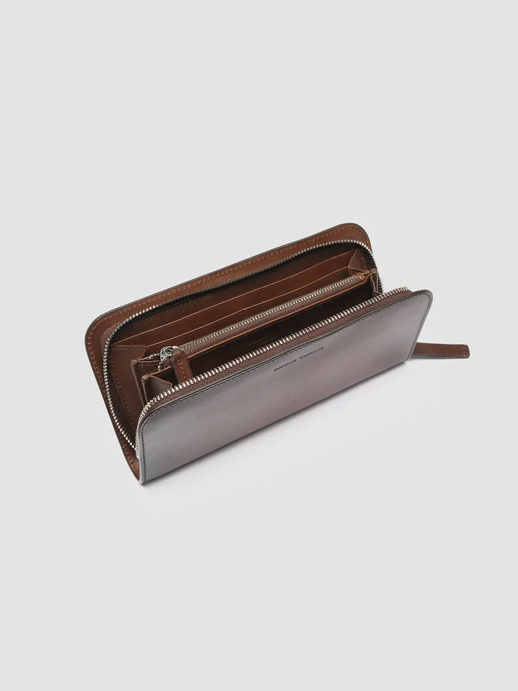 Officine Creative BERGE’ 01 - Brown Zip Around Leather Wallet