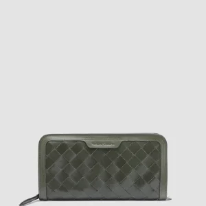 Women Officine Creative BERGE’ 101 - Green Woven Leather Wallet
