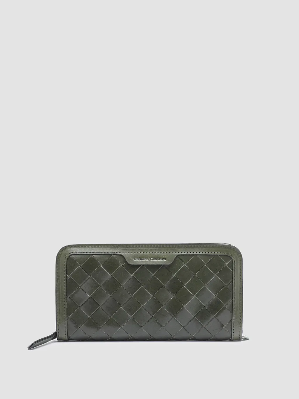Women Officine Creative BERGE’ 101 - Green Woven Leather Wallet