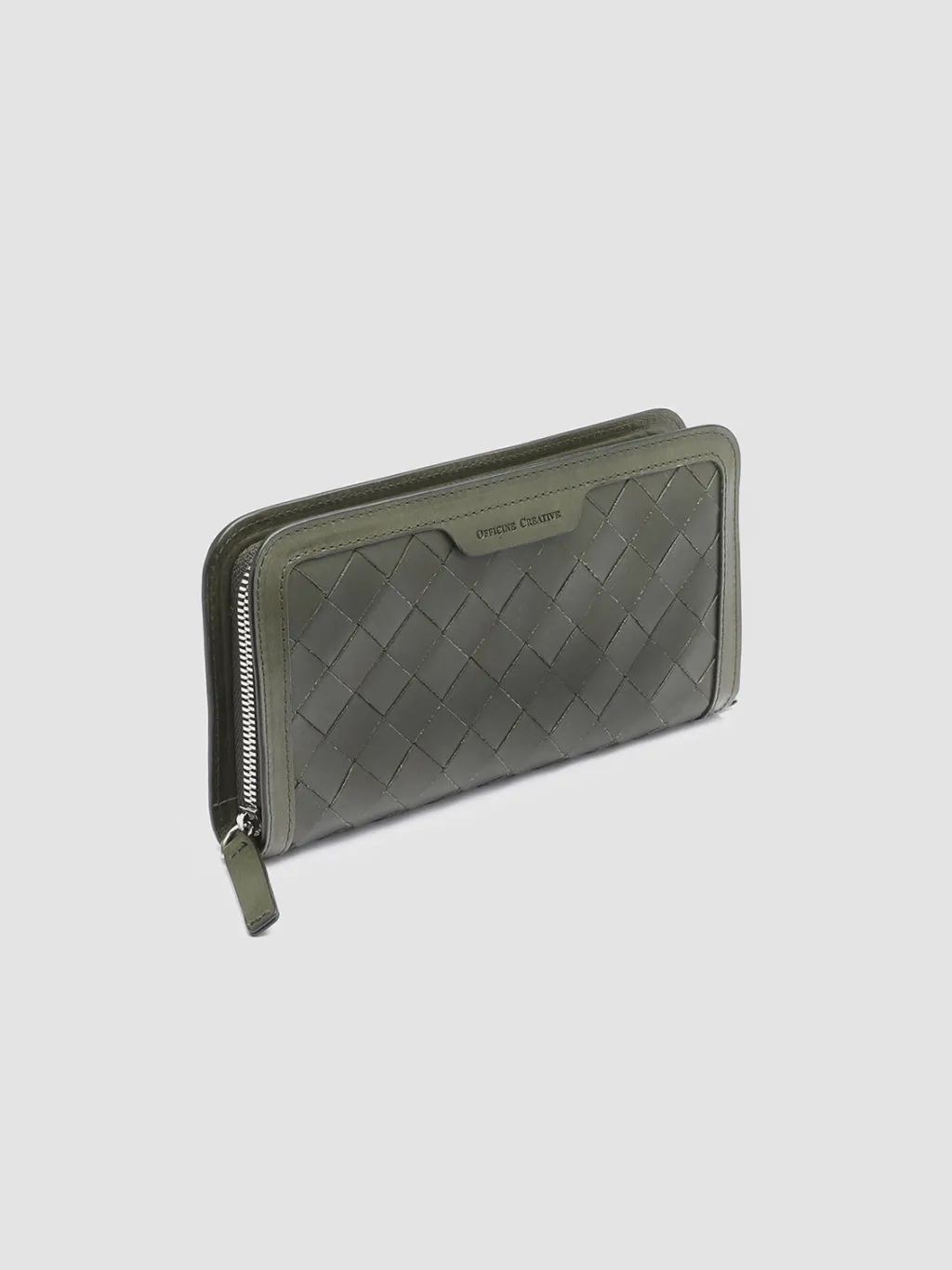 Women Officine Creative BERGE’ 101 - Green Woven Leather Wallet