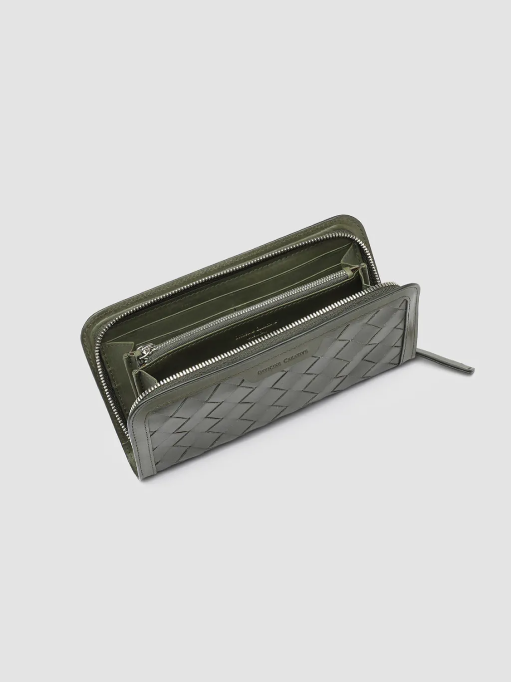 Women Officine Creative BERGE’ 101 - Green Woven Leather Wallet