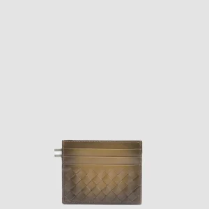 Women Officine Creative BOUDIN 122 - Green Woven Leather Card Holder