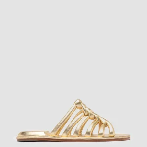 Women Officine Creative CYBILLE 016 - Gold Leather Slide Sandals