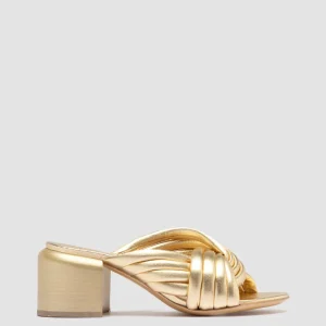 Women Officine Creative ETHEL 022 - Gold Leather Slide Sandals
