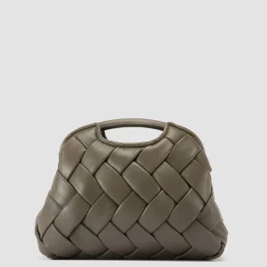 Women Officine Creative HELEN 12 Plug - Green Woven Leather Clutch Bag