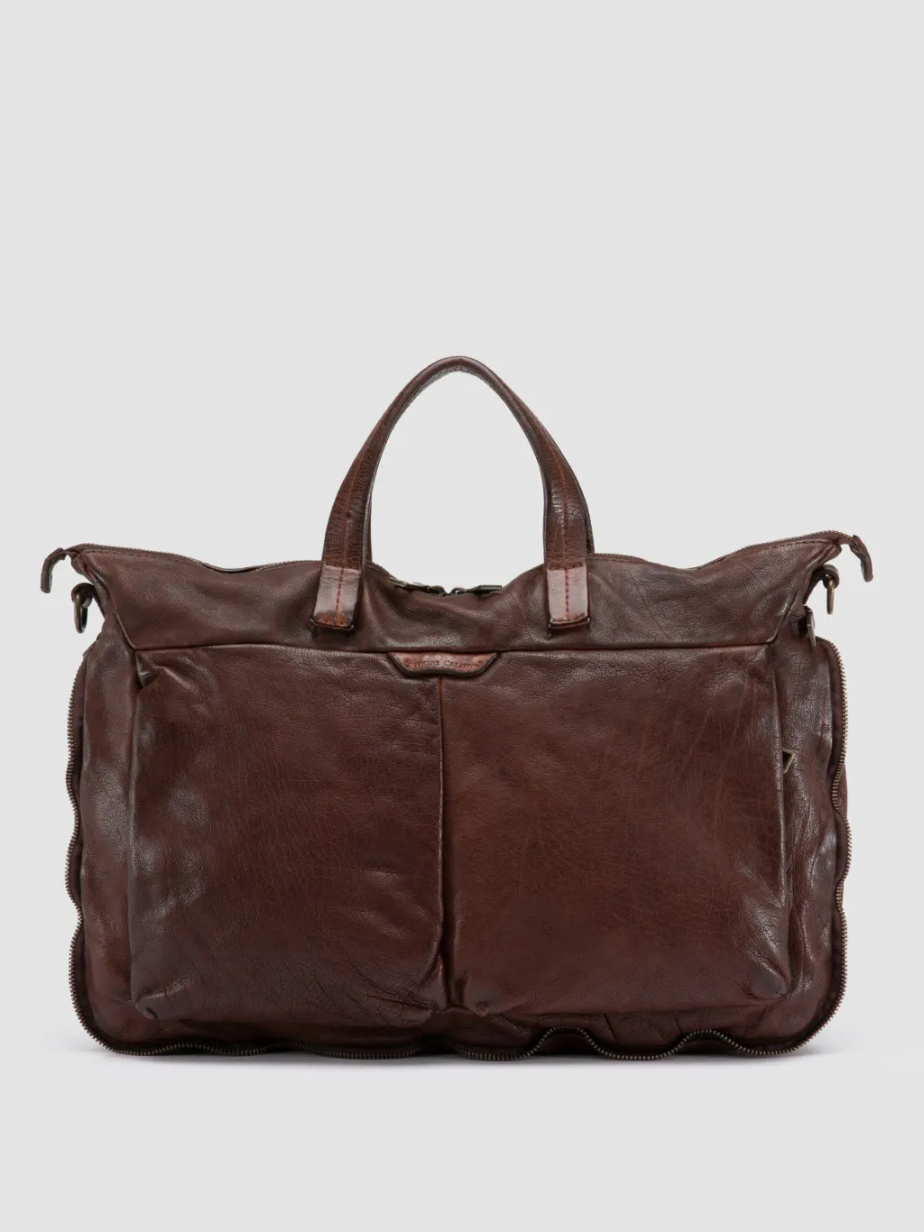 Officine Creative HELMET 046 - Brown Leather Briefcase