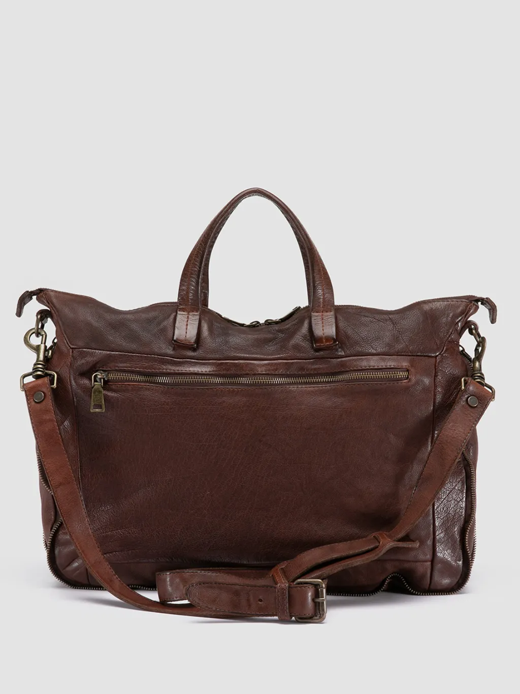Officine Creative HELMET 046 - Brown Leather Briefcase