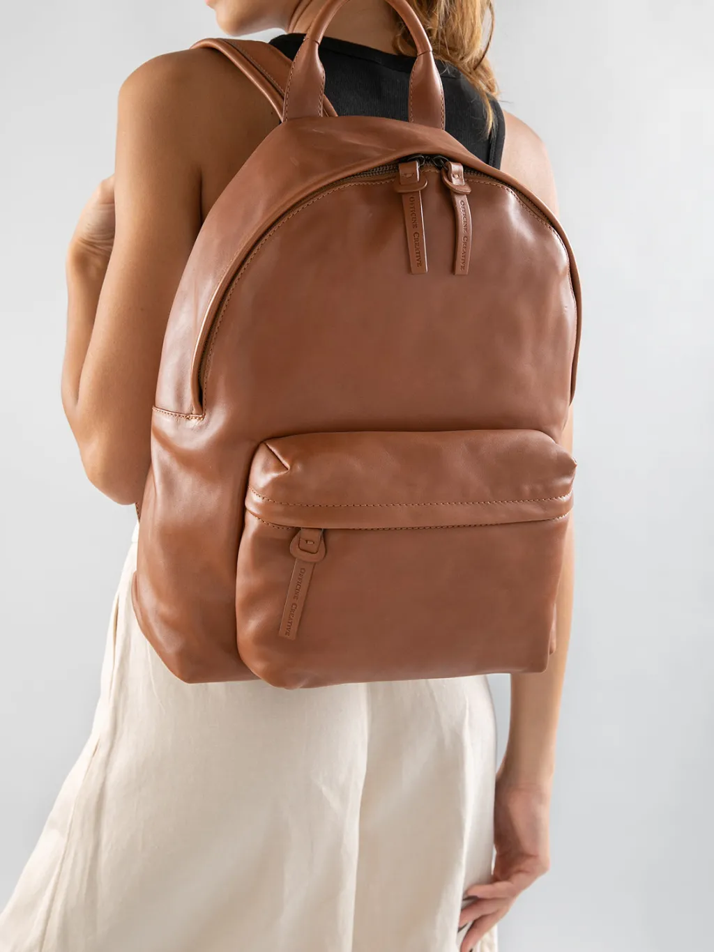 Women Officine Creative MINI PACK - Brown Nappa Leather Backpack