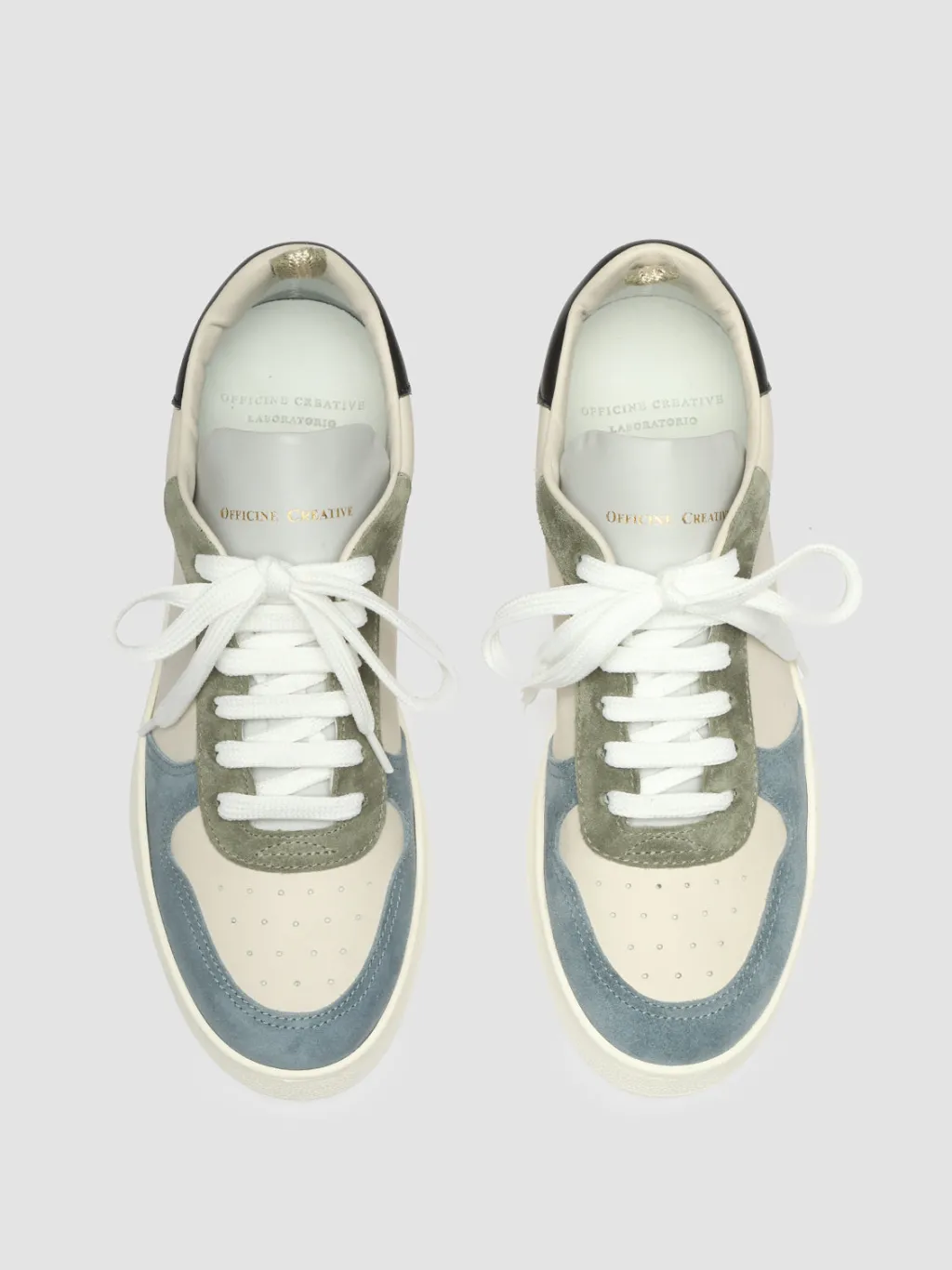 Women Officine Creative MOWER 110 - White Leather And Suede Low Top Sneakers