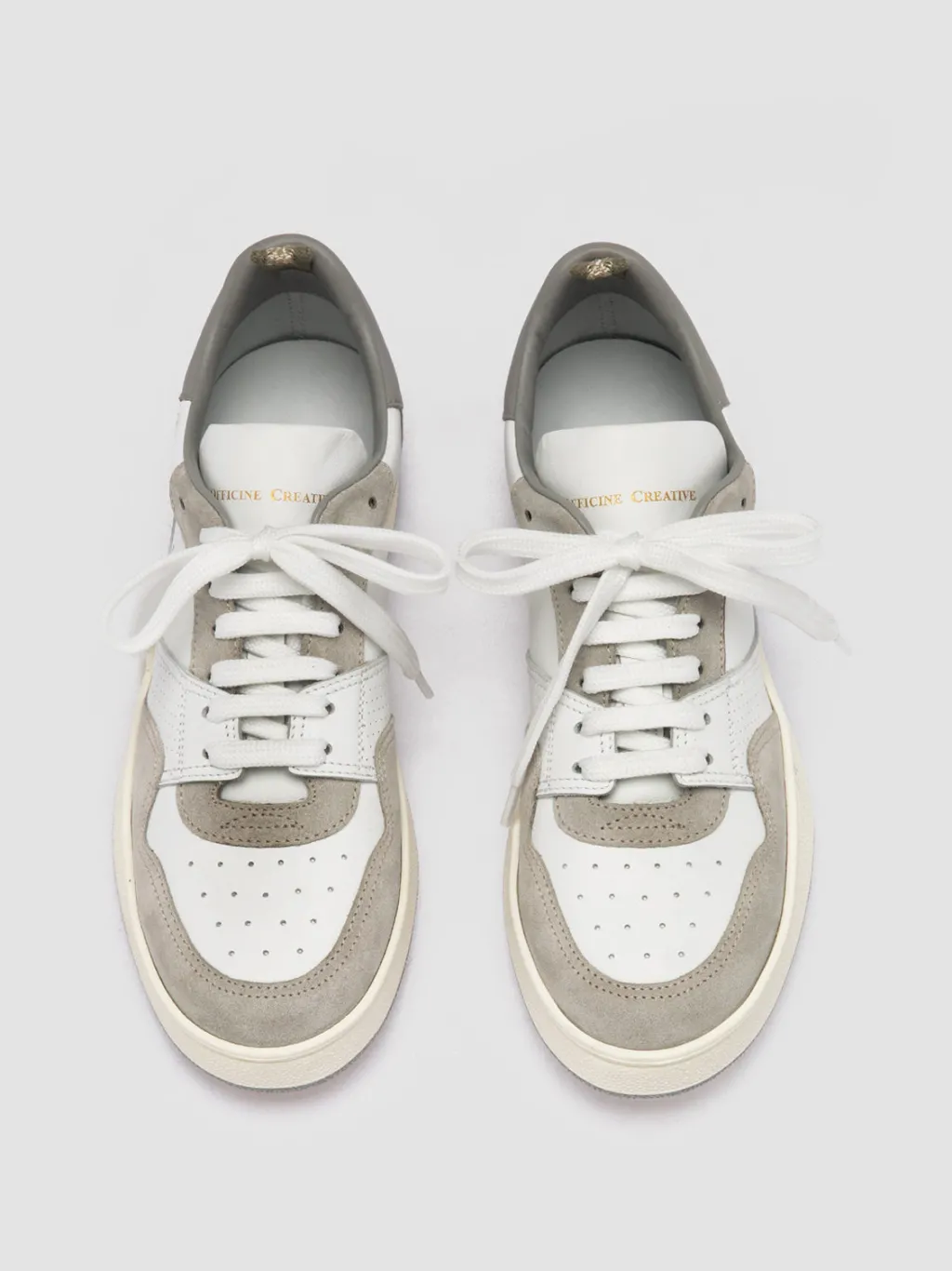 Women Officine Creative MOWER 120 - White Leather And Suede Low Top Sneakers