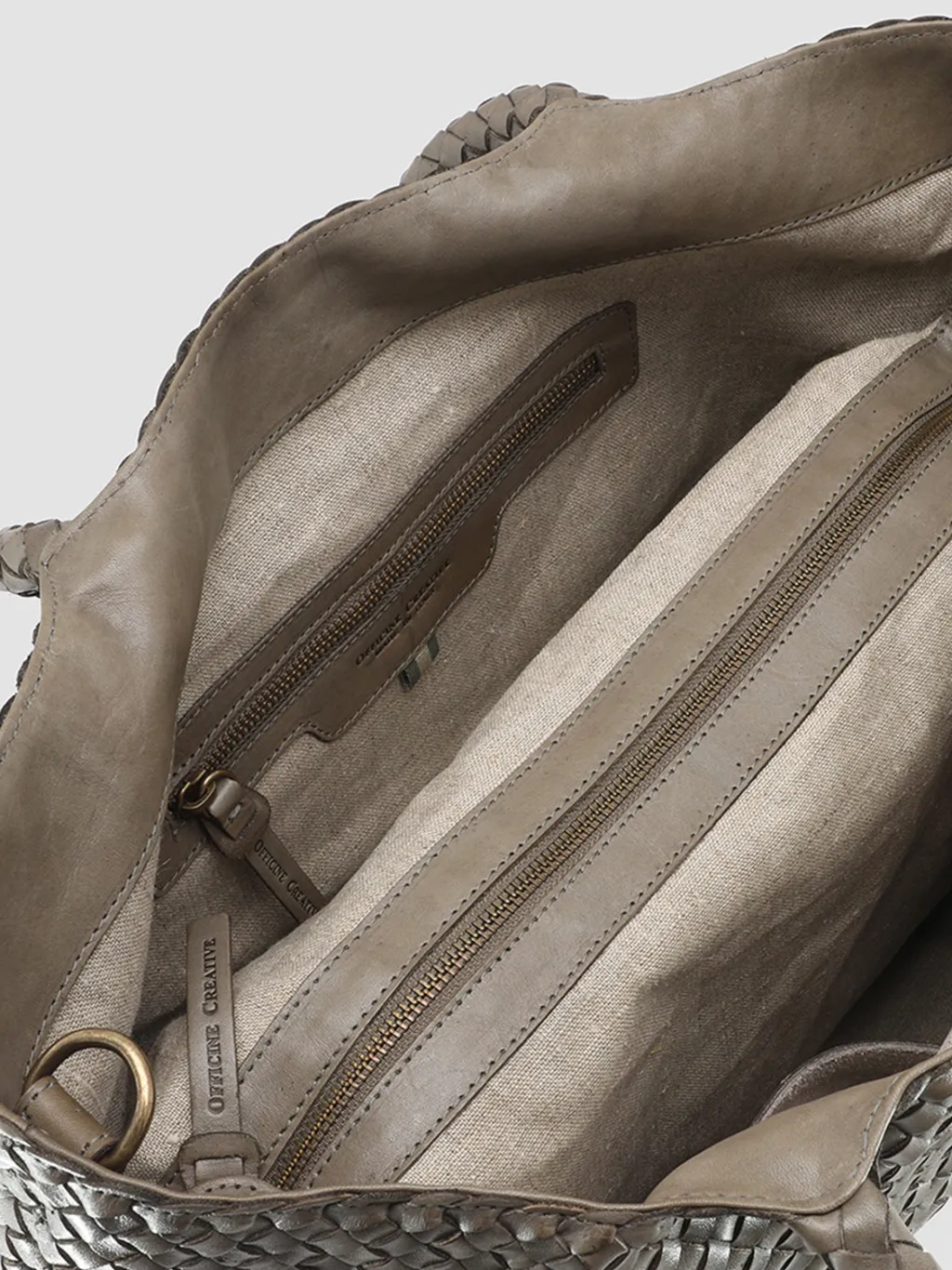 Women Officine Creative OC CLASS 35 Woven - Green Woven Leather Shoulder Bag