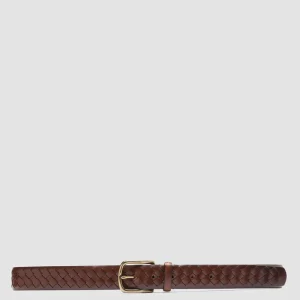 Women Officine Creative OC STRIP 28 - Brown Woven Leather Belt