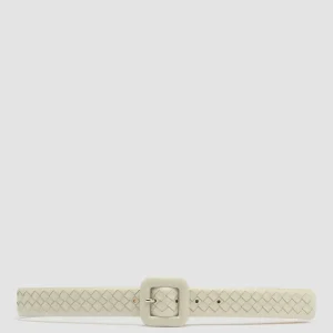 Women Officine Creative OC STRIP 060 - White Woven Leather Belt