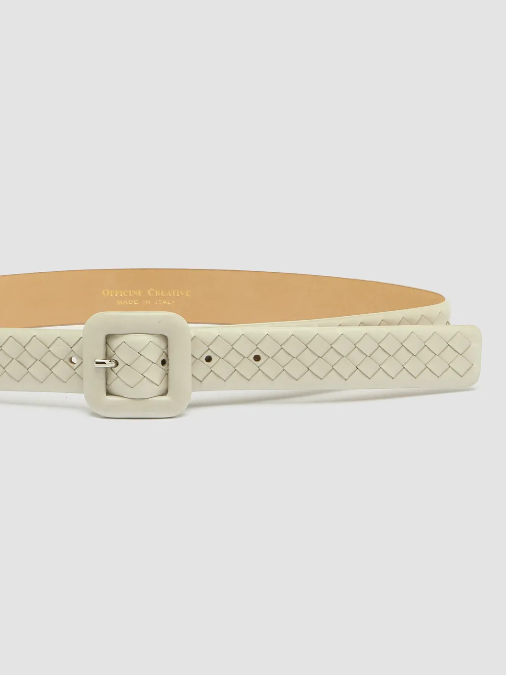 Women Officine Creative OC STRIP 060 - White Woven Leather Belt