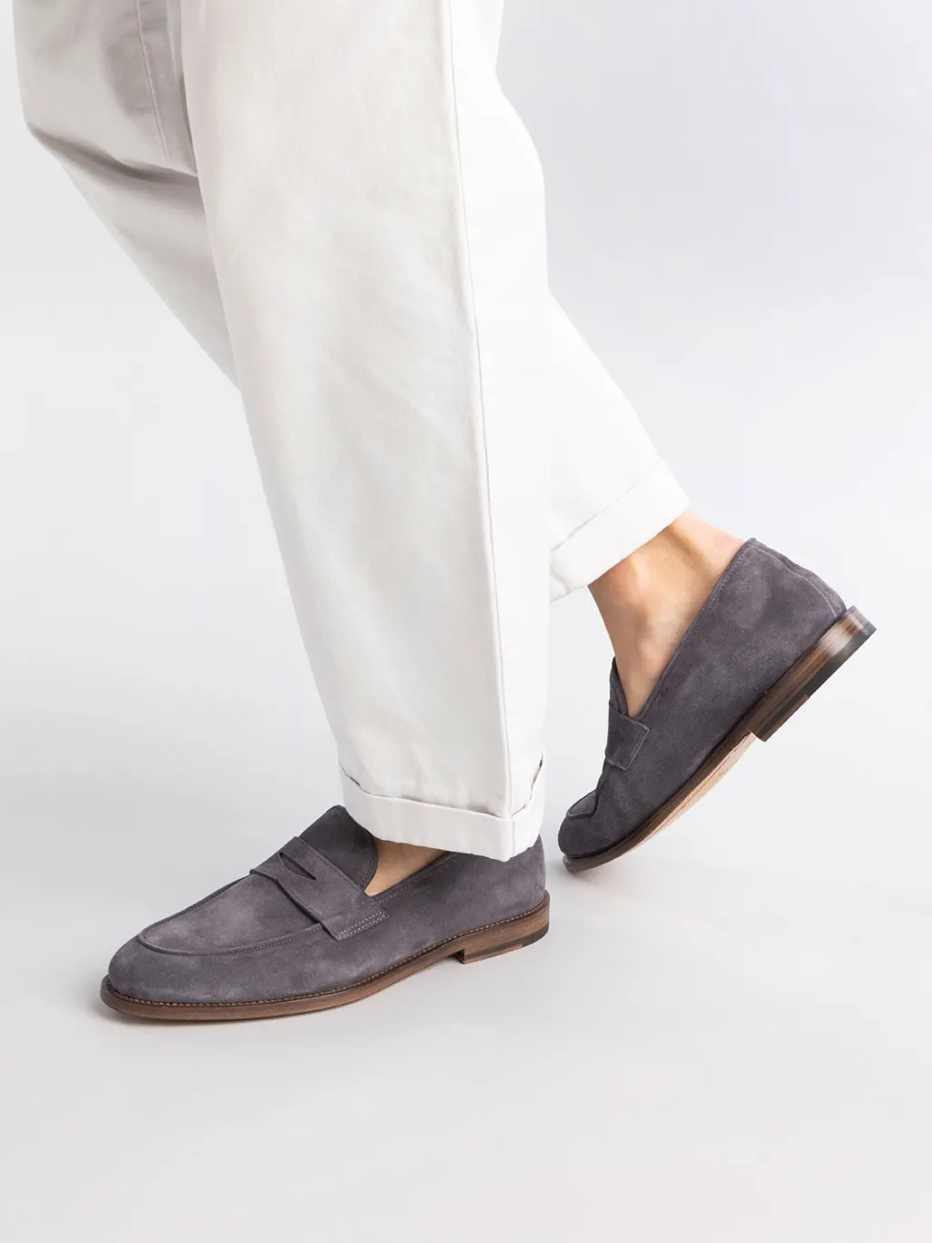 Officine Creative OPERA 001 - Grey Suede Penny Loafers