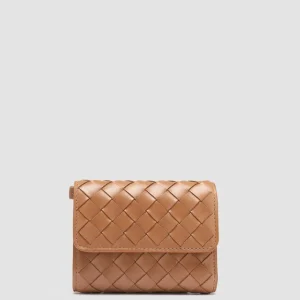 Women Officine Creative POCHE 110 - Brown Woven Leather Trifold Wallet