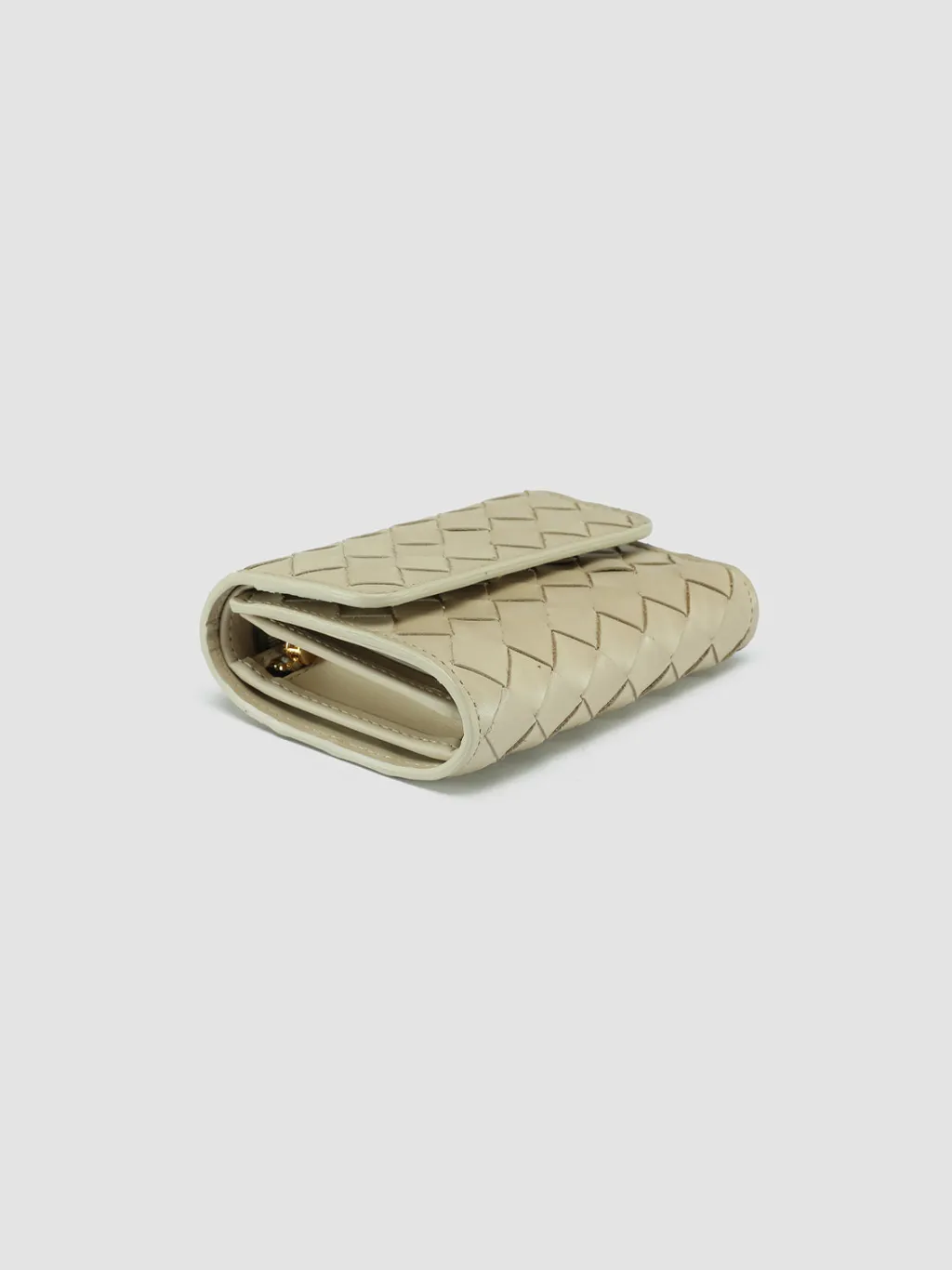Women Officine Creative POCHE 110 - Ivory Woven Leather Trifold Wallet