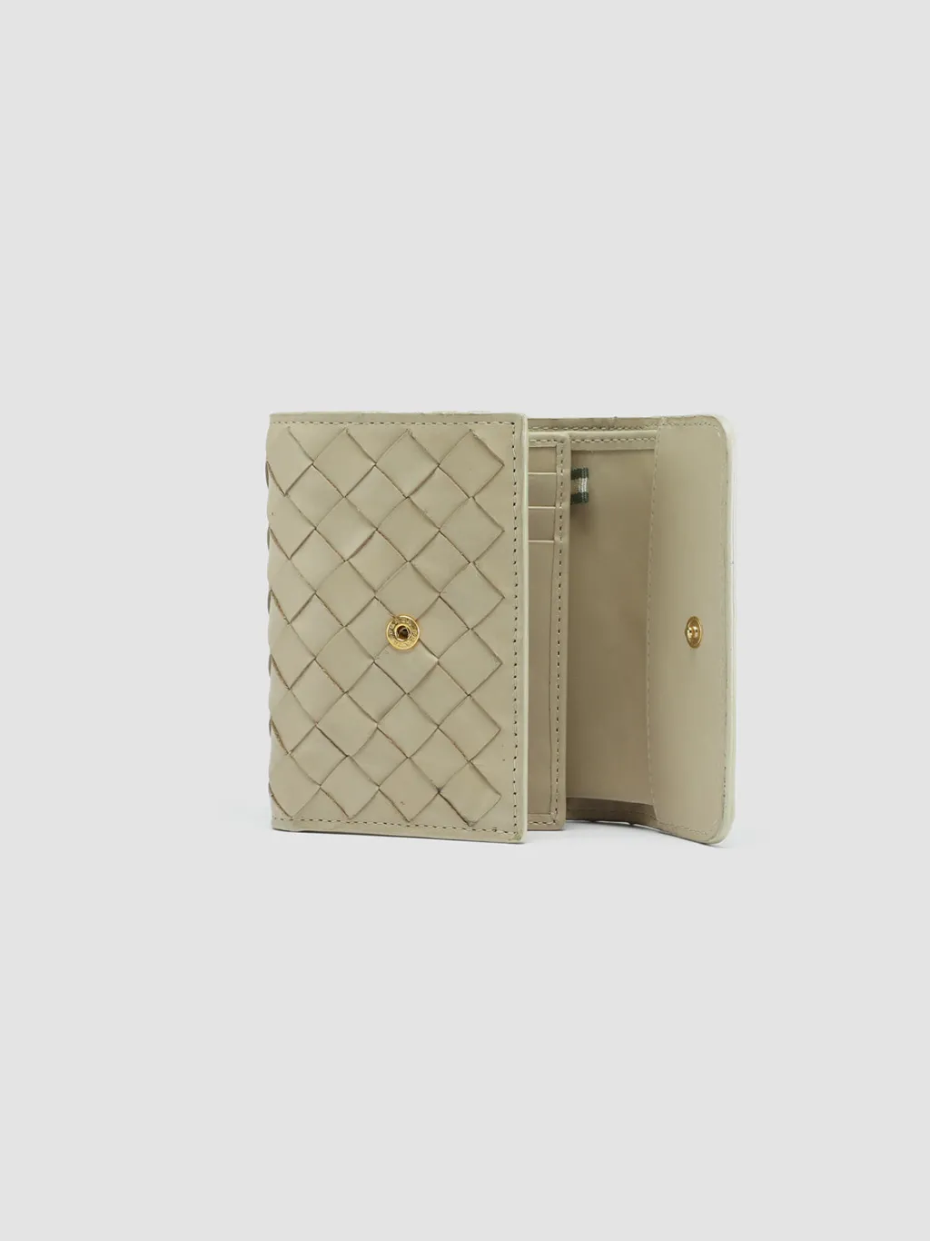Women Officine Creative POCHE 110 - Ivory Woven Leather Trifold Wallet