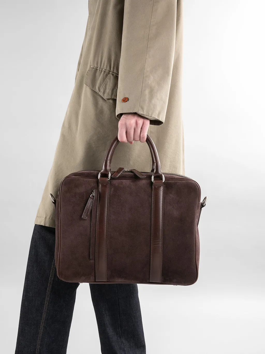 Officine Creative QUENTIN 010 - Brown Suede And Leather Bag