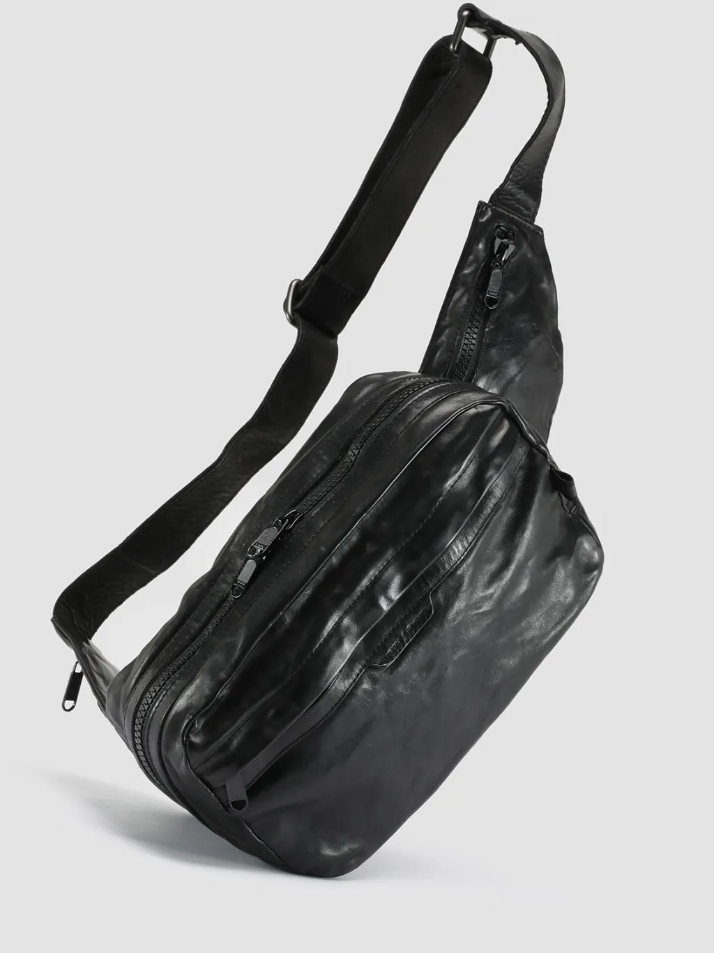 Officine Creative RECRUIT 009 - Black Leather Waist Pack