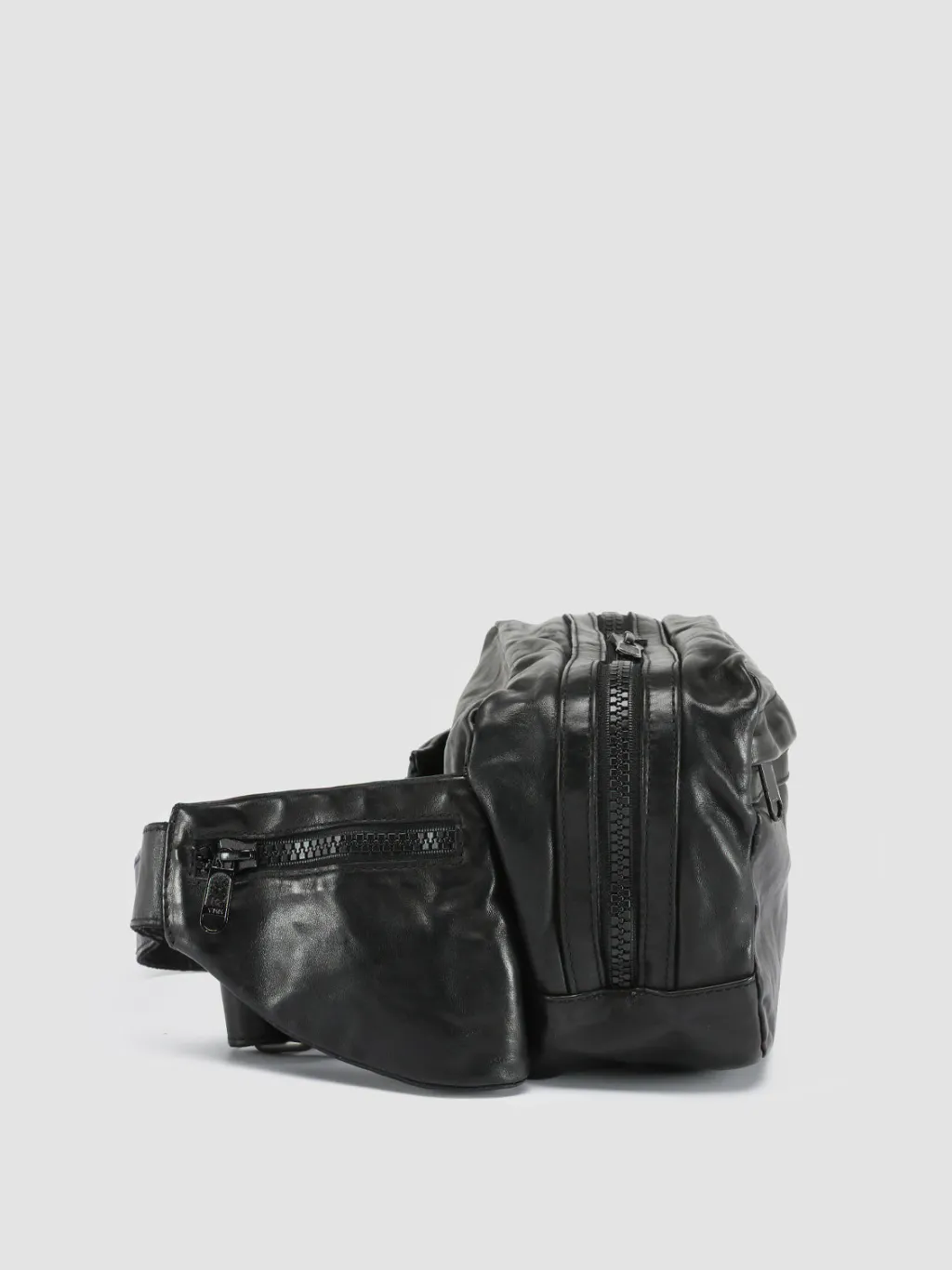 Officine Creative RECRUIT 009 - Black Leather Waist Pack
