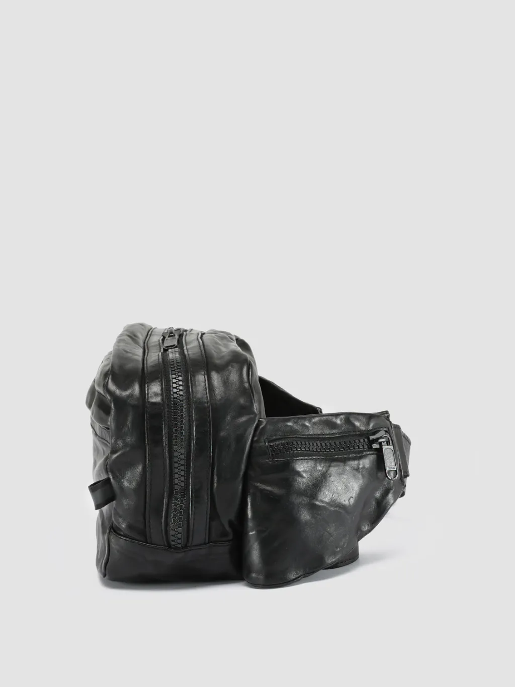 Officine Creative RECRUIT 009 - Black Leather Waist Pack