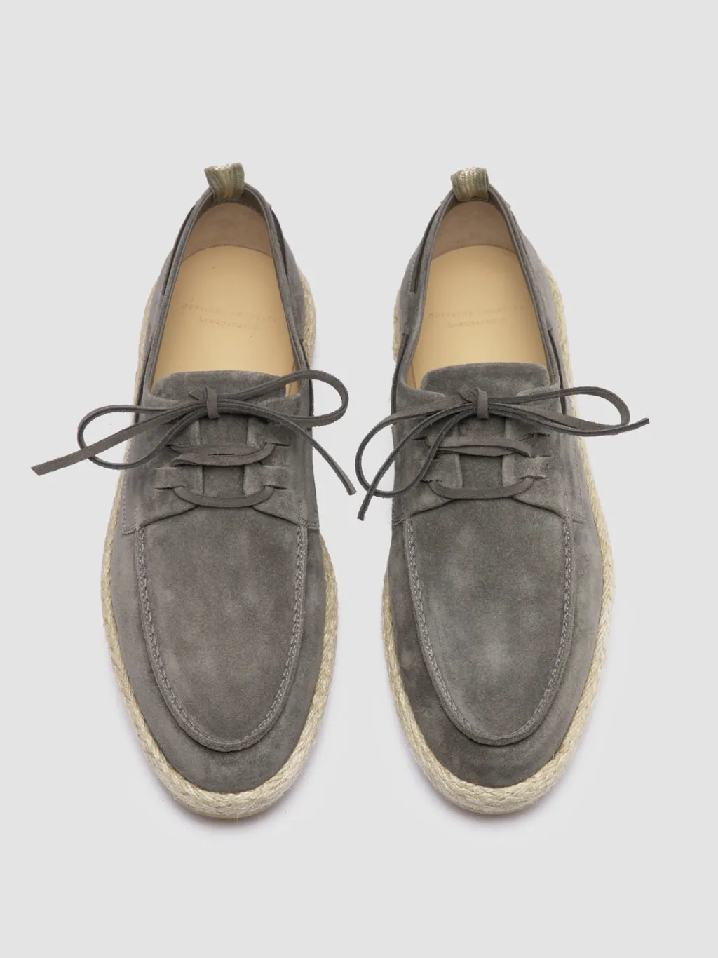 Officine Creative ROPED 005 - Grey Suede Boat Shoes
