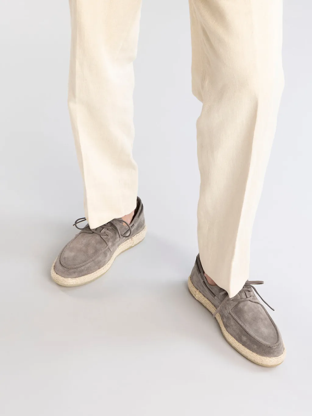 Officine Creative ROPED 005 - Grey Suede Boat Shoes