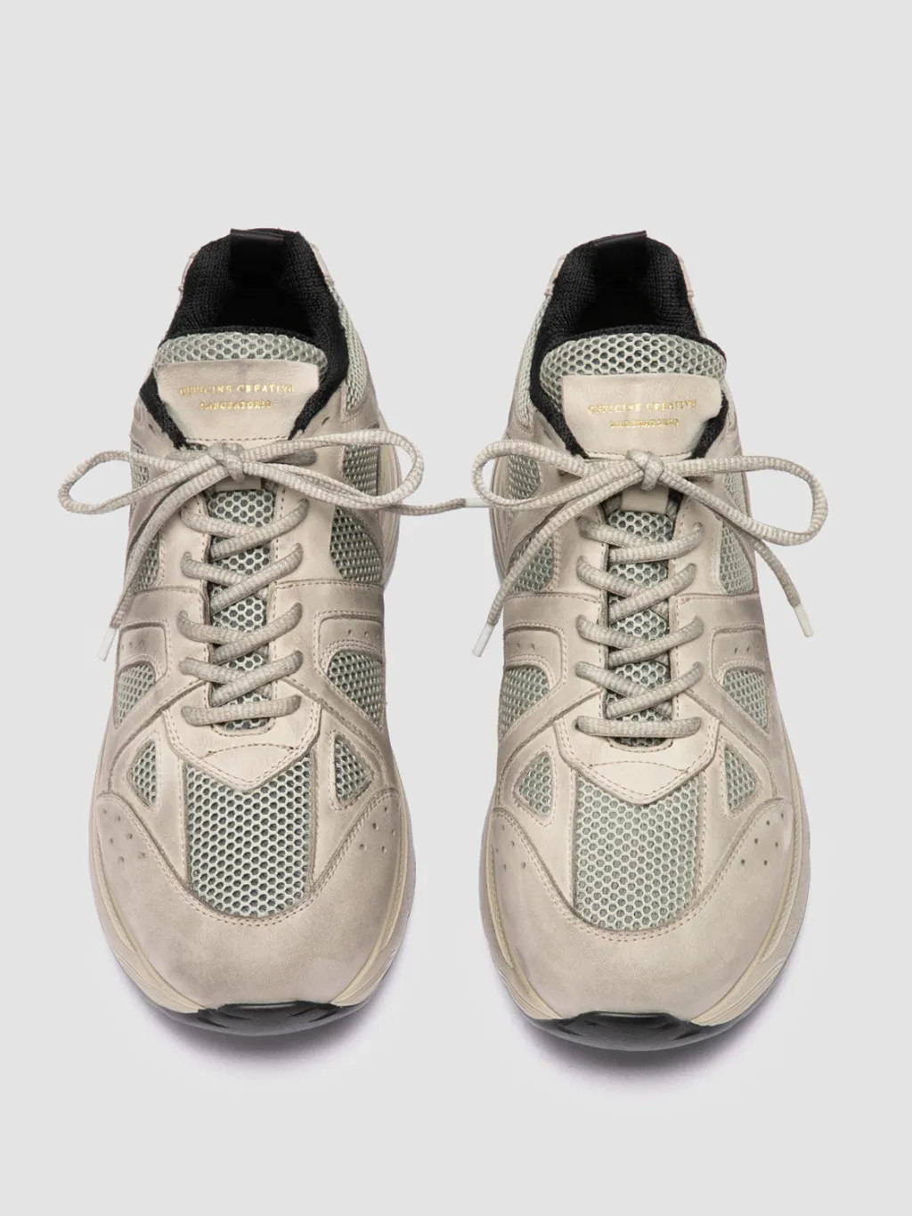 Officine Creative SUPURBIA 001 - Taupe Leather And Suede Low Top Sneakers