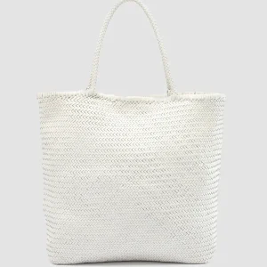 Women Officine Creative SUSAN 01 Woven - White Leather Tote Bag