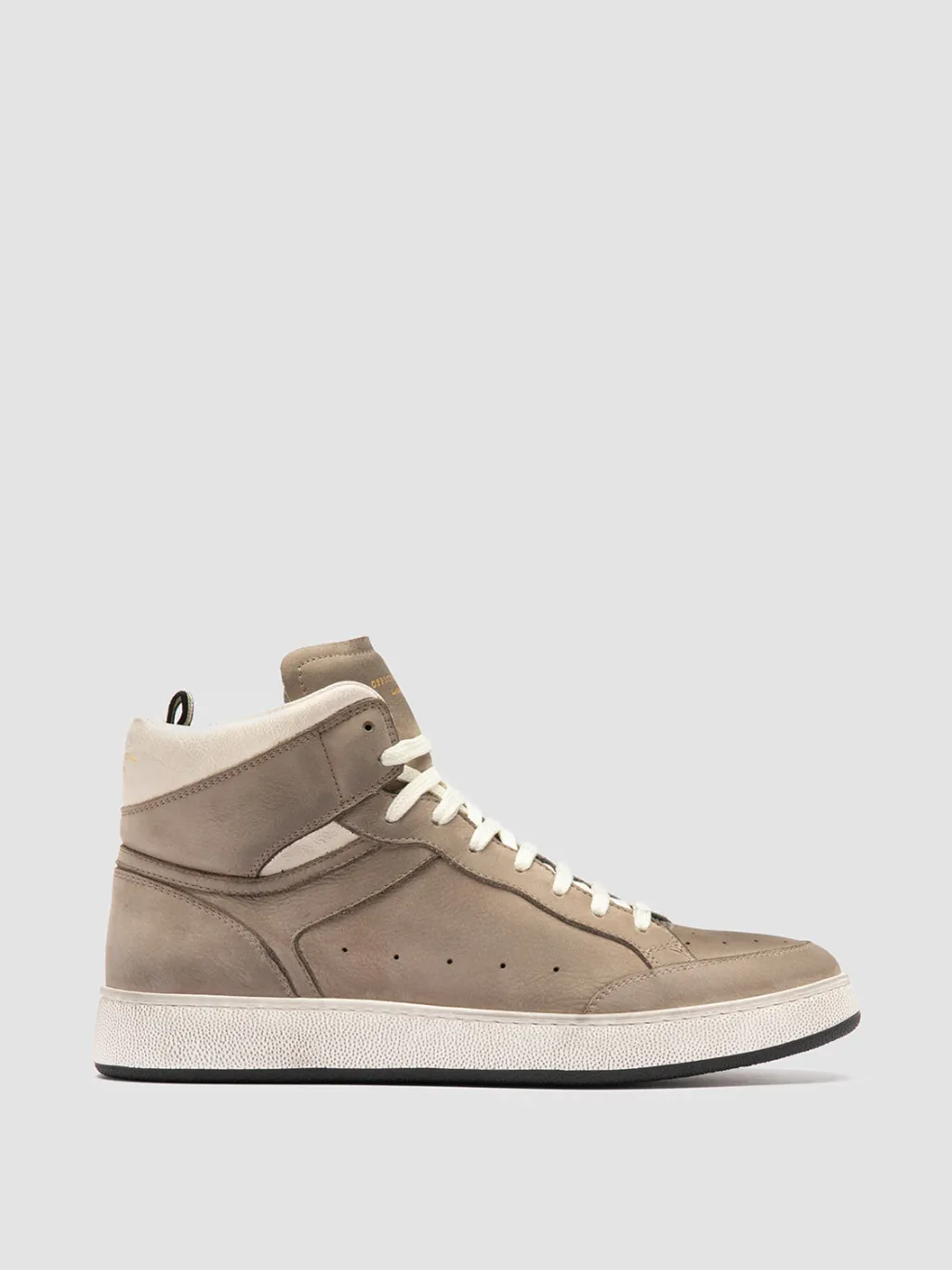 Officine Creative THE ANSWER 004 - Taupe Leather And Suede High Top Sneakers