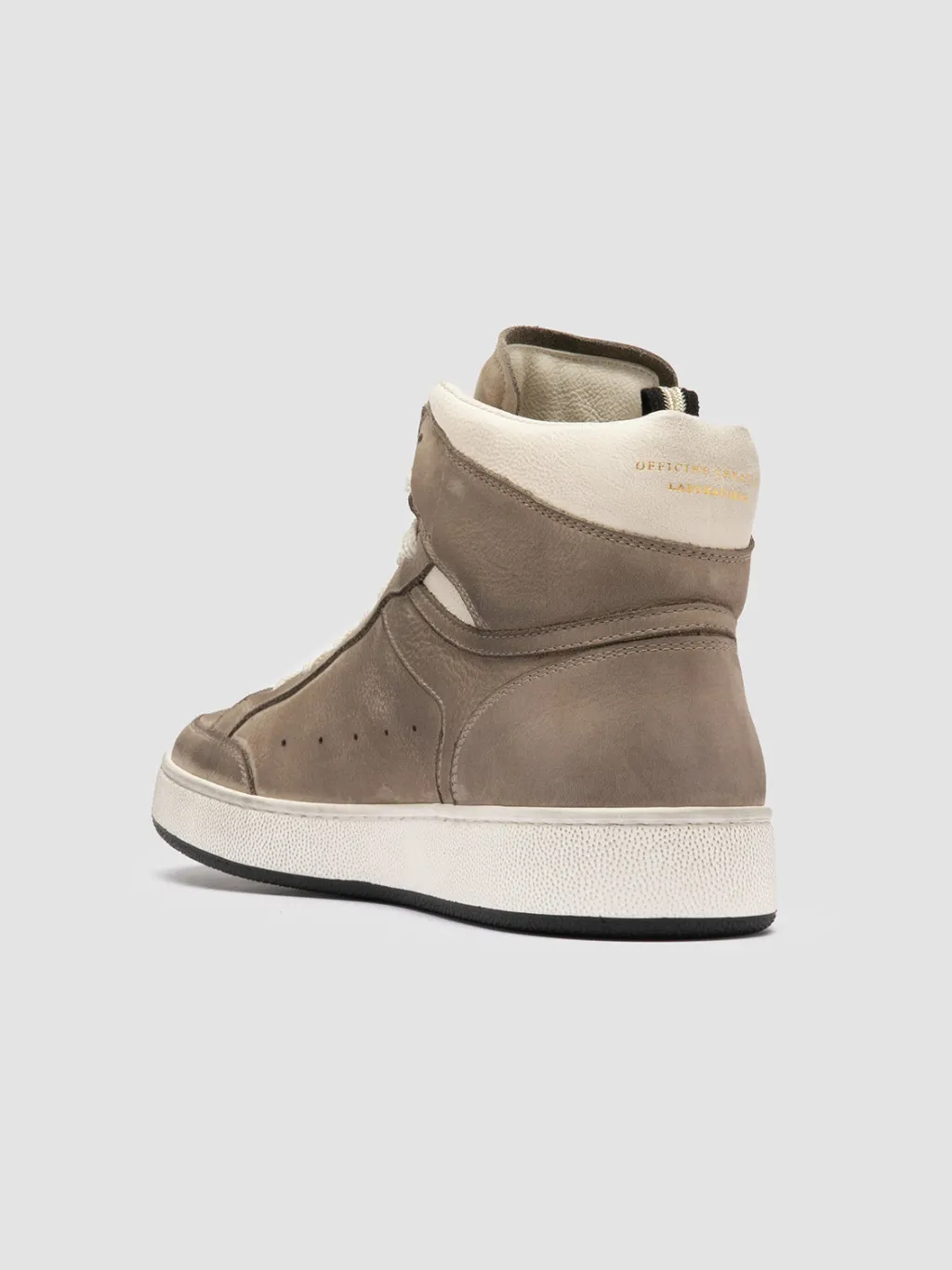 Officine Creative THE ANSWER 004 - Taupe Leather And Suede High Top Sneakers